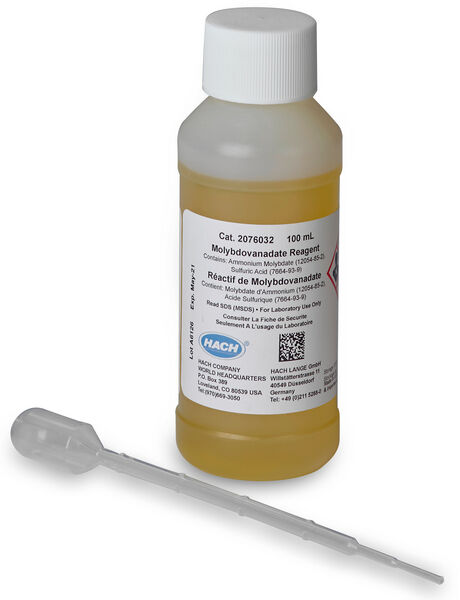 Molybdovanadaatti-reagenssi 0.3-45 mg/l PO4 ortofosfaatin määritykseen, 100 ml, UN3264 8,III