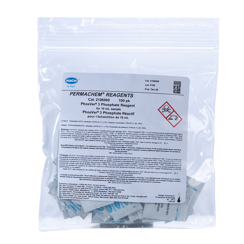 Fosfaatti-reagenssi PhosVer 3 0.02-2.50 mg/l PO4 100 kpl/pkt, UN3288 6.1 PG III