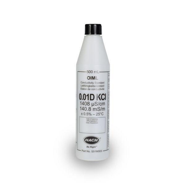 Johtokykykalibrointiliuos 1408 µS/cm, 500 ml KCl 0.01D 